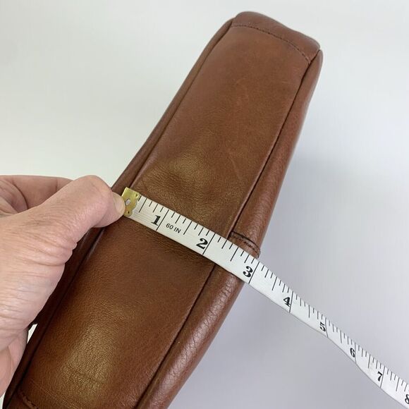 Margot Brown Leather Crossbody Top Handle Shoulder Purse Bag Turn Lock Pocket - Picture 14 of 14